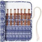 Coopay Bamboo Knitting Needles Short 25cm, Lightweight Wooden Knitting Needle Set With Carry Case, Warm Bamboo Needles for Arthritis Hands UK Size Include 3.25mm 3.75mm, Beginner Knitter Gift Set