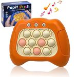 Jastown quick push game console,light up pop it electronic game,decompression breakthrough puzzle game machine,push pop bubble sensory fidget toy,Hand -eye coordination game for Kids Adults (orange)