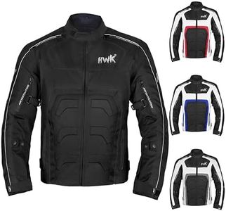 HWK Spyder Motorcycle Jacket for Men with Weather Resistant Cordura Textile Fabric for Enduro Motocross Motorbike Riding and Impact Protection Armor, Dual Sport Motorcycle Riding Jacket (Black, 3XL)