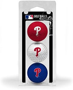 Team Golf MLB Philadelphia Phillies 3 Golf Ball Pack Regulation Size Golf Balls, 3 Pack, Full Color Durable Team Imprint