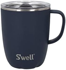 S'well Mug with Handle, Azurite, 350ml. Vacuum Insulated Stainless Steel Travel Mug with Handle, On-The-Go Travel Cup with Slide-Open Lid - Dishwasher Safe, Blau