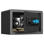 RPNB Biometric Safe Box, Backlit Touchpad Small Safes for Home with Emergency Type-C Port, Indicator Light, Alloy Steel Safe Lock Box for Money Jewelry, 0.3 Cubic Feet