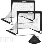 SONGMICS Kids Soccer Goals for Backyard, 4x3 ft Portable Soccer Nets Training Equipment, Toddler Soccer Goal with Carrying Bag, for Field, Black USZQ122B02