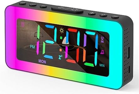 Digital Alarm Clock for Bedroom, Colorful Dynamic RGB Night Lights, Multicolor Digits Display, 0%-100% Dimmable, Sleep Aid, USB Charger, Small Led Bedside Digital Clocks for Kids, Boys, Girls, Teens