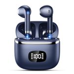 Dull Blue Wireless Earbuds, HiFi Stereo, Bluetooth 5.3 Headphones, Mini Wireless Earphones with ENC Noise Cancelling Mic, Type-C Quick Charge, IPX7 Waterproof - Ideal for Work & Sports