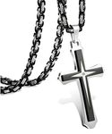 LOLIAS Black Gold 𝐂𝐫𝐨𝐬𝐬 𝐍𝐞𝐜𝐤𝐥𝐚𝐜𝐞 for Men Stainless Steel 𝐁𝐲𝐳𝐚𝐧𝐭𝐢𝐧𝐞 Chain With Cross Pendant Necklace 𝐌𝐞𝐧𝐬 𝐆𝐢𝐟𝐭 22-30Inch, 28IN, Metal, Cubic Zirconia