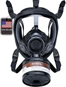 ST-100X Survival & Tactical Full Face Respirator with P-D-1 Single 40mm Replaceable Carbon Activated Charcoal Filter for Organic Vapors, Chemicals, & Particulates