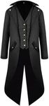 Kids Boys Medieval Vintage Tailcoat Steampunk Jacket Gothic Victorian Children Formal Coat Halloween Costume (Black, XL)