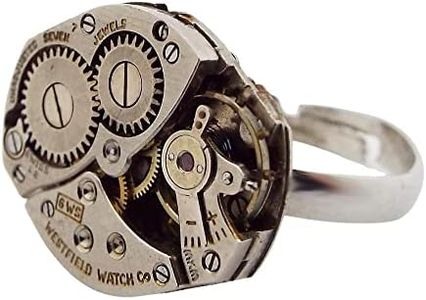 Handmade Adjustable Steampunk Ring Made with a Vintage Mechanical Watch Movement with Gears and Cogs