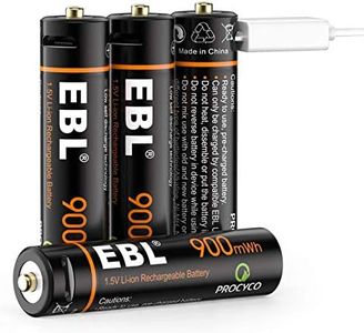 EBL Rechargeable AAA Lithium Batteries 1.5V AAA Battery 900mWh USB Rechargeable Batteries - 4 Pack