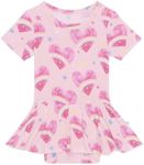 Posh Peanut Baby Short Sleeve Twirl Skirt Bodysuit - Infant Girl Clothes - Viscose from Bamboo (0-3 Months) Rainbow Hearts