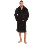 Mens Shawl Collar Plus Size Big and Tall Dressing Gown Plus Size Big and Tall Bath Robe Black 3XL