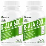 HAYER R-Alpha Lipoic Acid 600mg, Glutathione, Vitamin B12, Hyaluronic Acid & Plant Based Omega 3. ALA Supplement To Support Liver Detox, Healthy Blood Sugar, Peripheral Neuropathy-120 Tablet (Pack 2)