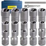 THINKPRO 17 PCS Impact Bolt & Nut Remover Set,Upgraded Bolt Extractor Kit,Stripped Lug Nut Remover, Extraction Socket Set for Removing Damaged, Frozen, Rusted, Rounded-Off Bolts, Nuts & Screws