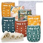 Nora's Nursery Cloth Diapers 7 Pack with 7 Bamboo Inserts & 1 Wet Bag - Waterproof Cover, Washable, Reusable & One Size Adjustable Pocket Diapers for Newborns and Toddlers - The Keys