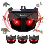 4 Pack Animal Deterrent Devices,Solar Powered Animal Repeller Outdoor with Red LED Strobe Lights, Night Guard Ultrasonic Pest Repeller for Cat, Racoon, Skunk, Squirrel, Deer,18kHz