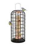 iBorn Squirrel Proof Bird Feeder Pigeon Proof Cage Bird Feeder for Outside with Squirrel, Pestoff Hanging Wild Bird Seed Feeder for Mix Seed Blends, Heavy Duty All Metal Copper 14 Inch