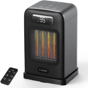 FLANUR Space Heaters for Indoor Use, 1500W Room Heater Fan 2 in 1 with Remote, Thermostat, LED Display, Overheat & Tip Over Protection, 12H Timer, 70° Oscillating Heater for Bedroom, Black