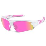 BEACOOL Polarized Sports Sunglasses for Men Women Youth Baseball Cycling Fishing Running TAC Glasses (whitepink)