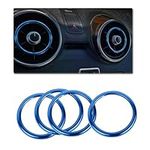 ontto 4pcs Aluminum Alloy Air Condition Air Vent Outlet Ring Cover fit for Audi A1 S1 8X 2010-2018 Rear Vent Trim Decoration Sticker Car Interior Mouldings Blue