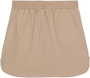 IZOD Girls' School Uniform Pull-On Scooter Skirt, Khaki, 12