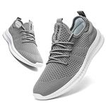 Linenghs Mens Running Trainers Walking Shoes Casual Breathable Gym Tennis Fitness Fashion Lightweight Sport Sneakers for Mens Grey