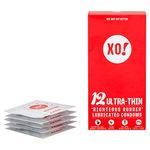 XO! Ultra Thin Eco Friendly Lubricated Condoms, Natural Rubber Latex, Unscented (Pack of 12)