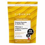 Flourish - Protein Pancake & Waffle Mix, Whey Protein Isolate & Flax Seed, Non-GMO, No Added Sugar, Superfood, High Protein & Fiber, Just Add Water - Buttermilk, 430g