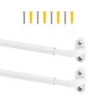 TYRON 2 Pack Screwed Sash Curtain Rod Adjustable 8-12 Inch, 3/8 In. Diameter, Mini Sidelight Window Rod (White)