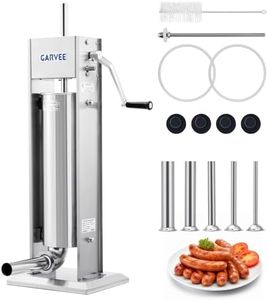 Garvee 15LB/7L Sausage Stuffer - 304 Stainless Steel Manual Sausage Maker with 2-Speed Gear & Torque Adjustment - Includes 5 Filling Tubes & Cleaning Kit for Home and Commercial Use