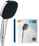 GROHE Vitalio Comfort 110 - Shower Set (Square 11cm Hand Shower 2 Sprays: Rain & Jet, Anti-Limescale System, Silicone Ring, Water Saving, Shower Hose 1.5m, Universal Mounting System), Chrome, 26973001