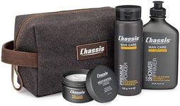 Chassis Gift Set with Flushable Foam, Premium Body Powder, and Shower Primer, Body Powder, Body Wash, and Flushable Wipe Alternative