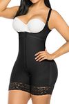 YIANNA Shapewear for Women Tummy Control Fajas Colombianas Zipper Open Bust Bodysuit Slimming Body Shaper,YA7212-Black-M