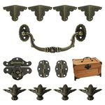 MOROBOR Jewelry Box Antique Lock Latch Hasp Hinges Handle Box Corner Protectors Kit for DIY Jewelry Box Bronze, Wood Case Jewelry Chest Storage Box Feet Leg Corner Protector, Box not Included