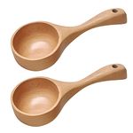 2pcs Wooden Kitchen Scoops Ladles Multipurpose Large Wood Water Spoons Serving Soup Tablespoons for Cooking