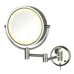 Jerdon HL75C 8.5-Inch Lighted Wall Mount Makeup Mirror with 8x Magnification, Chrome Finish