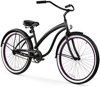 Firmstrong Bella Fashionista Single Speed Beach Cruiser Bicycle, 26-Inch, Matte Black/ Purple Rims