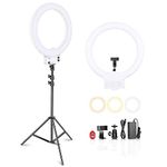 Neewer 18-inch White LED Ring Light with Light Stand Lighting Kit Dimmable 42W 3200-5600K with Soft Filter, Hot Shoe Adapter, Cellphone Holder for Make-up Video Shooting (NO Carrying Bag)