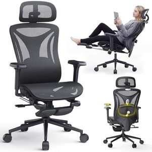 Ergonomic Mesh Office Chair with Footrest - Adjustable 3D Armrests, Lumbar Support & Headrest, 90-160° Reclining Breathable Mesh Computer Chair - Home Office/Gaming, 350lbs Capacity
