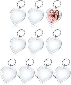 Lusofie 10 Pièces Porte Clé Photo Acrylique Porte Clés Photo Coeur Vierge avec Anneau Fendu Porte Clés Photo Plastique Transparent Cadre Photo Personnalisé Porte Clés Cadeau DIY (1,96 × 1,88 Pouce)