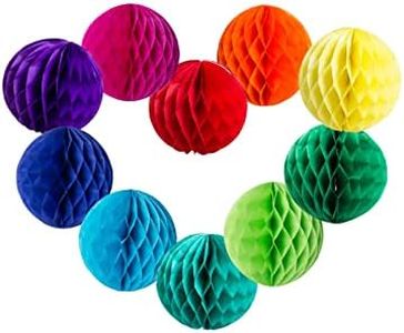 Colorful Rainbow Hanging Tissue Paper Honeycomb Balls Pride Party Decorations Pom Poms for Rainbow Sunshine Cloud Sun Themed Birthday Baby Shower Gender Reveal Wedding Party Décor