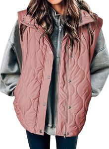 EVALESS Womens Fashion Cropped Puffer Vest Fall Winter 2026 Lightweight Quilted Stand Collar Sleeveless Button Down Jackets Warm Coat Outerwear Gilet with Pockets Gossamer Pink Small