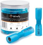 130 PCS Wirefy Heat Shrink Female Bullet Connectors - Female Wire Bullet Connectors - Electrical Bullet Butt Terminals - Blue 16-14 AWG