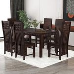 wood affair Solid Sheesham Wood Diamond Cut Dining Table 6 Seater, Six Seater Dinning Table with 6 Chairs for Home, Wooden Kitchen Dining Room Sets for Restaurant, Walnut Finish-D16