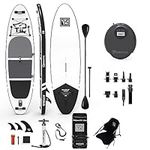 TIGERXBANG Stand Up Paddle Boards 10'6" x 32" x 6" with 20PSI 12V Electric Pump, Inflatable Paddle Boards for Adults/Kids with Double-Bladed Paddle, Kayak Seat, Defender-Pro Black