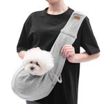 CUBY Dog and Cat Sling Carrier, Hands Free Reversible Pet Papoose Bag, Soft Pouch Adjustable, Suitable for Puppy Cats for Outdoor Travel (Grey, M-Adjustable Strap)