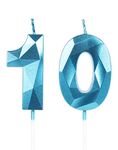 10th Birthday Candles, Number 10 Candle, Blue Candles, Birthday Candle for Cake, Happy Birthday Candle, Cake Candles Cake Topper Decorations for Boys Men Birthday Party Wedding Anniversary Supplies