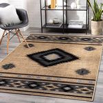 Hauteloom Hoylake Living Room, Bedroom Area Rug - Southwestern - Black, Charcoal, Gray - 18" Sample