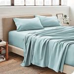 Edenwald Double Size Light Blue Solid Color Bedsheet with 2 Pillow Covers- (90x100 Inch) 100% - 400 TC Cotton Flat Sheet for Double Bed - Home,Hotel,Bedroom…..