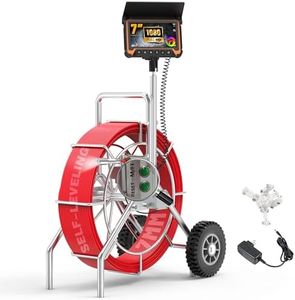 Sewer Camera Self Leveling 300FT Drain Camera, 7" IPS Pipe Inspection Cameras with Distance Counter, HD Recording, 12 LED Lights, 140° Lens, IP68 Plumbing Cameras for Sewer Line Inspection, DVR